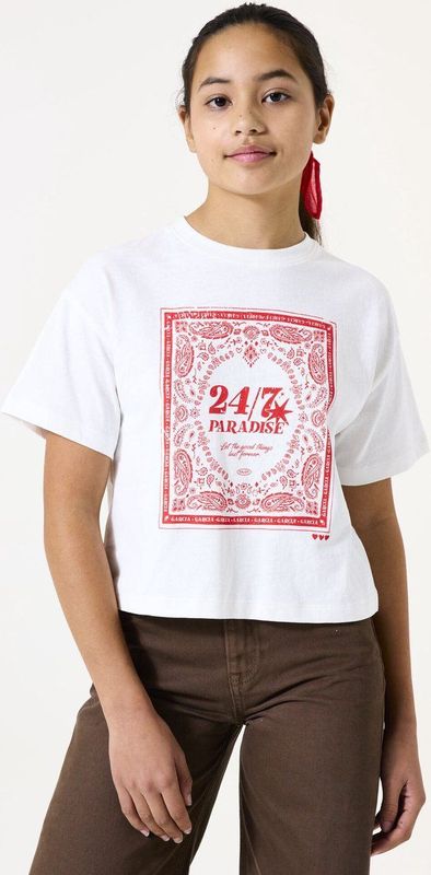 GARCIA - T-shirt - Wit - Katoen - Ronde Hals Korte Mouwen
