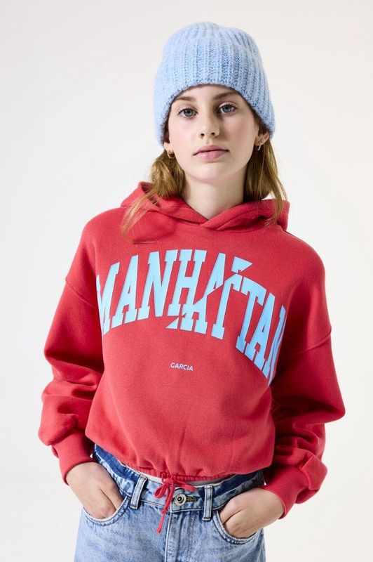 GARCIA - Meisjes Hoodie - Rood - Katoen/Polyester - Capuchon, Lange Mouwen