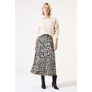 GARCIA - Luipaardprint Rok - Bruin - Viscose - Elastische Tailleband