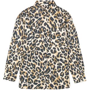 GARCIA - Overhemd - Bruin - Luipaardprint - 88% Viscose - 12% Polyamide
