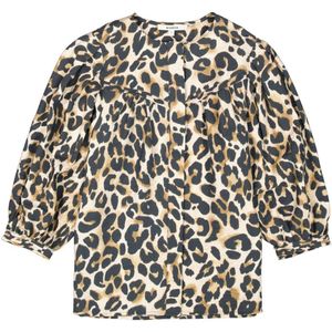 GARCIA - Overhemd - Bruin - Luipaardprint - 88% Viscose - 12% Polyamide