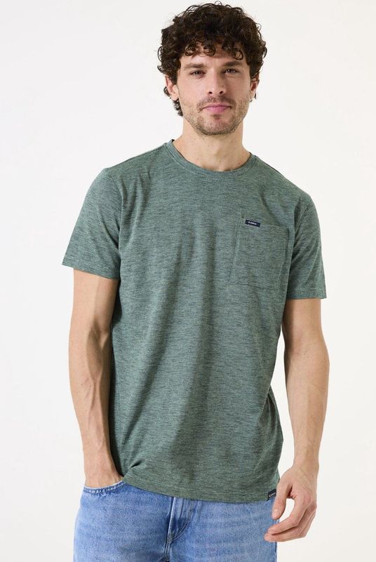 GARCIA - T-shirt - Groen - Katoen - Met Borstzakje