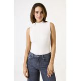 GARCIA - Gebreide Trui - Wit - Ribstof - Mouwloos - Slim Fit