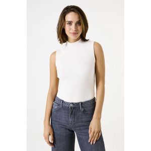GARCIA - Gebreide Trui - Wit - Ribstof - Mouwloos - Slim Fit