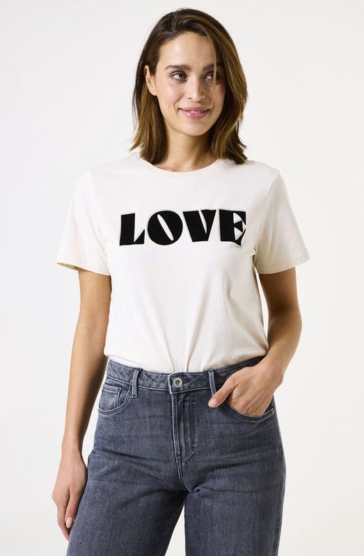 GARCIA - T-shirt - Wit - Katoen - Ronde Hals, Korte Mouwen, Relaxed Fit