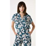 Garcia - Kraag - Bloemendessin - Korte Mouwen - Zachte Stof