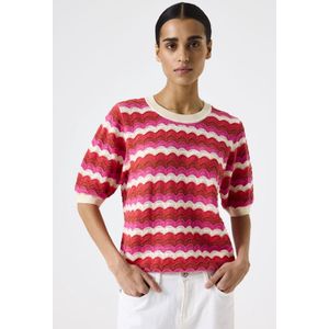 GARCIA - Dames Trui - Rood - Katoen - Ajour met Streeppatroon
