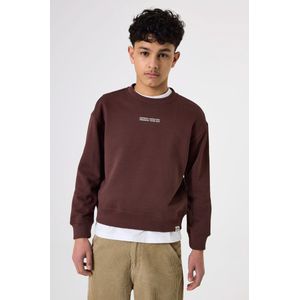GARCIA - Tekst Print Sweater - Bruin - Lange Mouw