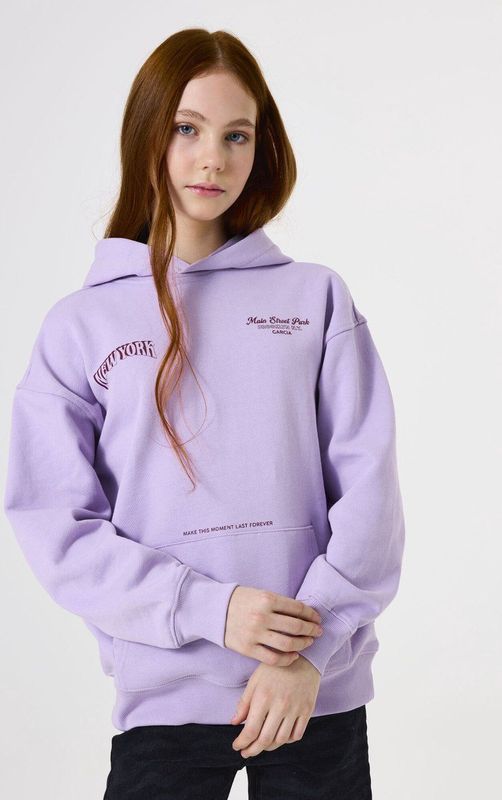 GARCIA - Tekst Print Sweater - Paars - Lange Mouw