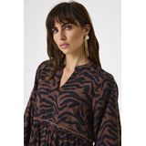 GARCIA - Jerseyjurk - Bruin - Relaxed Fit - Y-hals - Driekwart Mouwen