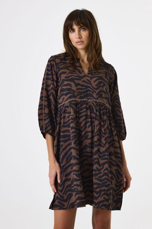 GARCIA - Jerseyjurk - Bruin - Relaxed Fit - Y-hals - Driekwart Mouwen