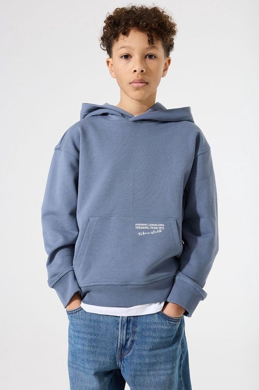 GARCIA - Tekst Print Sweater - Blauw - Lange Mouw