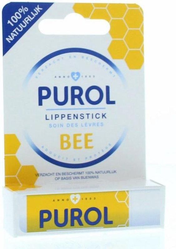 Purol - BEE - Lippenbalsem - Natuurlijk - Bijenwas - Inhoud 4,8 g