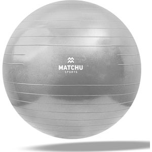Matchu Sports - Fitness bal -  Ø 65 cm - Gymbal - Zitbal - Inclusief pomp - Zilver