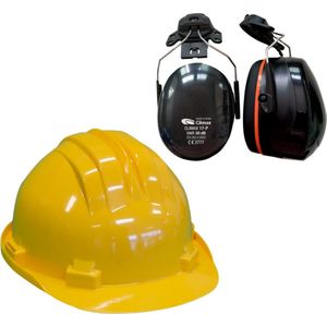Bouwhelm RS5 met Oorkappen - Geel - Veiligheidshelm voor volwassenen - Oorkappen helm - Gehoorbescherming