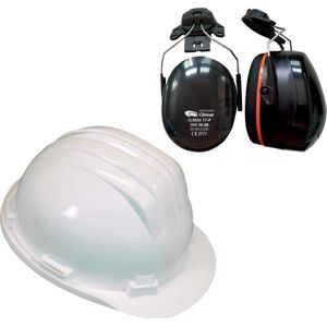Bouwhelm RS5 met Oorkappen - Wit - Veiligheidshelm voor volwassenen - Oorkappen helm – Gehoorbescherming