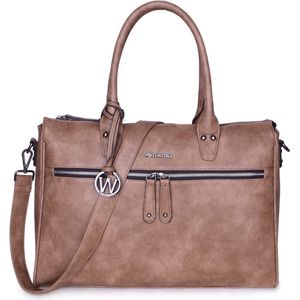 Wimona Fabiana Two 2022 Schoudertas / Laptoptas - 15,6 Inch - Taupe