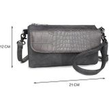 Wimona Schoudertasje / Clutch Croco Leonara Grijs