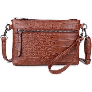 Wimona Schoudertasje / Clutch Croco Marta Bruin