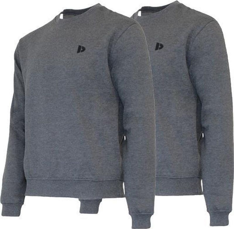 2-Pack Donnay - Fleece sweater ronde hals (Dean) - Sporttrui - Heren - Charcoal-marl (037)