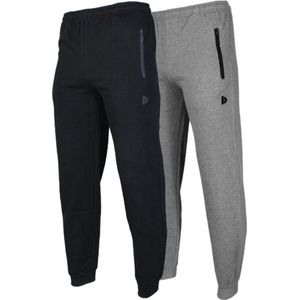 2-Pack Donnay - Joggingbroek met elastiek (Jack) - Sportbroek - Heren - Black/Silver-marl (252)