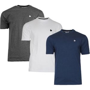 3-Pack Donnay T-Shirt (599008) - Sportshirt - Heren - Charcoal marl White Navy