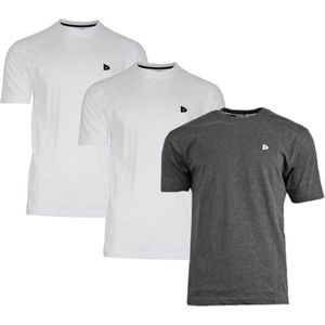 3-Pack Donnay T-Shirt (599008) - Sportshirt - Heren - White Charcoal marl White