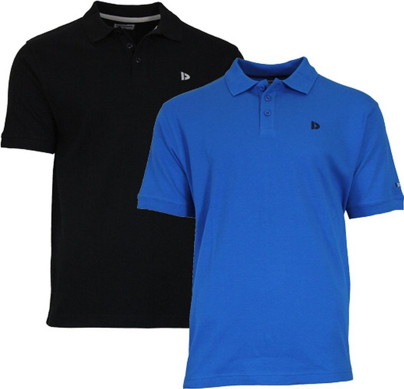 Donnay - Noah - Sportpolo - Black/Active Blue - 2-Pack - 100% Katoen Pique