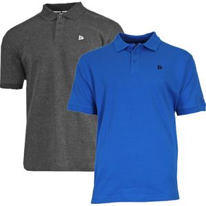 2-Pack Donnay - Polo (Noah) - Sportpolo - Heren - Charcoal/Active blue (400) - maat S