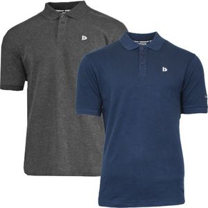 2-Pack Donnay - Polo (Noah) - Sportpolo - Heren - Charcoal/Navy(1397) - maat S