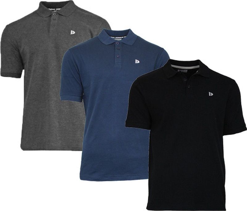 Donnay - Noah - Sportpolo - Charcoal/Navy/Black - 3-Pack