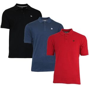 Donnay - Polo Noah - Sportpolo - Zwart/Navy/Berry-rood - 3-Pack