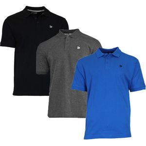 Donnay - Polo Noah - Sportpolo - Zwart/Charcoal/Active blue - 3-Pack
