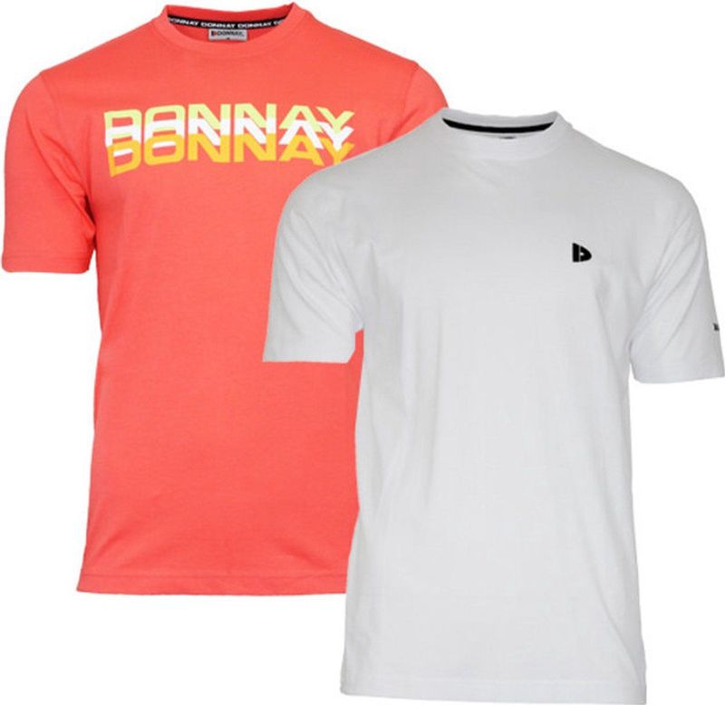 2-Pack Donnay T-shirts (599009 599008) - Heren - Peach Coral White