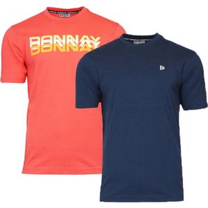 2-Pack Donnay T-shirts (599009 599008) - Heren - Peach Coral Navy