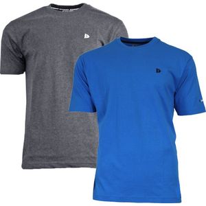 Donnay Donnay Heren - 2-Pack - T-Shirt Vince - Donkergrijs & Cobaltblauw