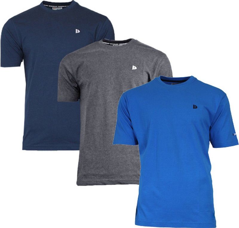 3-Pack Donnay T-shirt (599008) - Sportshirt - Heren - Navy Charcoal marl Active Blue