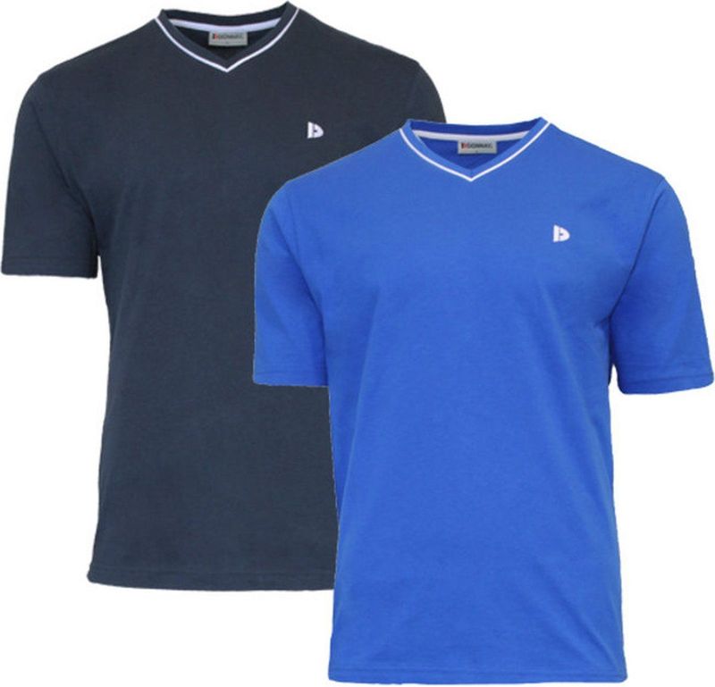 2-Pack Donnay T-shirt - sportshirt - V-Hals shirt - Heren - Navy Royal-blue