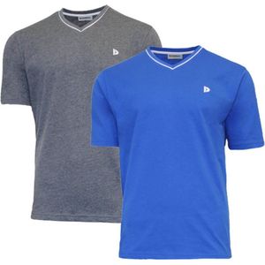 Donnay - Jason - T-shirt - Charcoal/Royal Blue - 2-Pack - V-hals - Heren