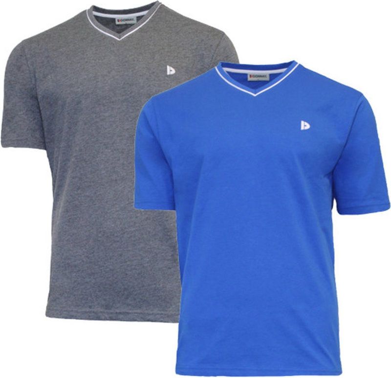 Donnay - Jason - T-shirt - Charcoal/Royal Blue - 2-Pack - V-hals - Heren