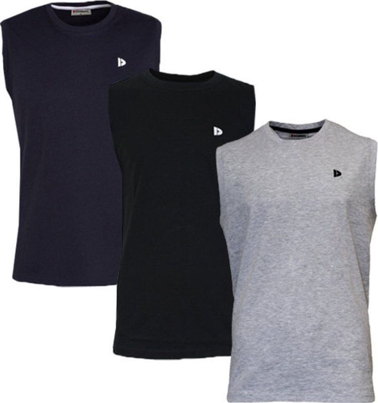 Donnay - Stan - Sportshirt - Navy/Black/Grey marl - 3-Pack