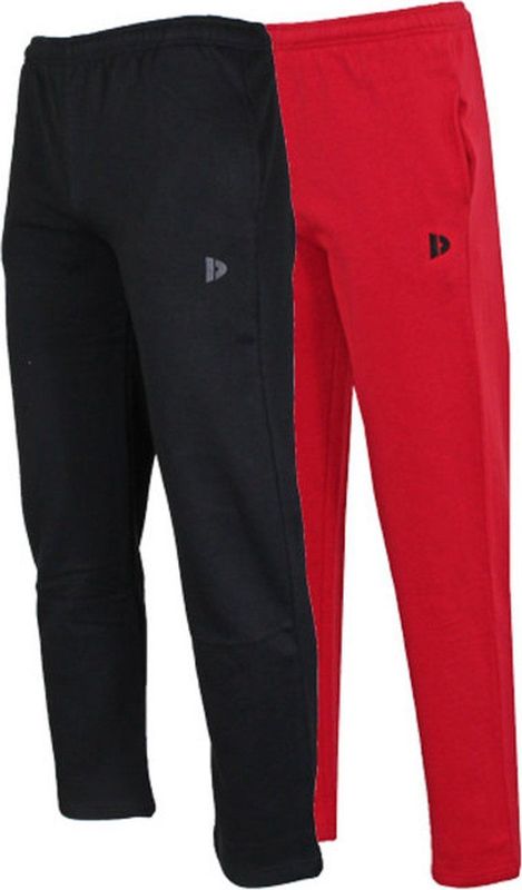 2-Pack Donnay - Joggingbroek rechte pijp (Wess) - Sportbroek - Heren - Black/Berry Red (463)