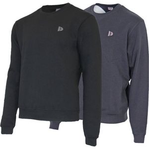 2-Pack Donnay - Fleece sweater ronde hals (Dean) - Sporttrui - Heren - Black/Navy (919)