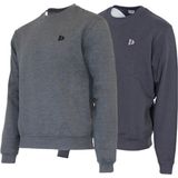 2-Pack Donnay - Fleece sweater ronde hals (Dean) - Sporttrui - Heren - Charcoal-marl/Navy (1397)
