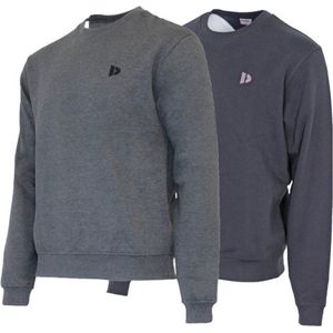 2-Pack Donnay - Fleece sweater ronde hals (Dean) - Sporttrui - Heren - Charcoal-marl/Navy (1397)