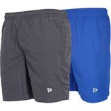 2-Pack Donnay Micro Fibre short - Sportbroek - Heren - Charcoal/Royal Blue