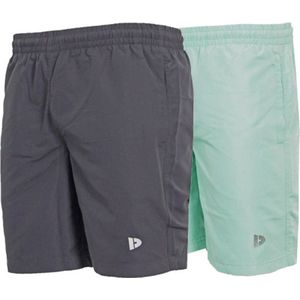 Donnay - Micro Fibre Short Ian - Sportbroek - Charcoal/Sage Green - 2-Pack