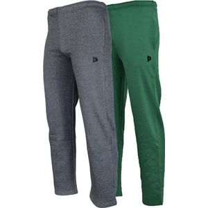 2-Pack Donnay - Joggingbroek rechte pijp (Wess) - Sportbroek - Heren - Forrest green/Charcoal-marl (429) - maat S