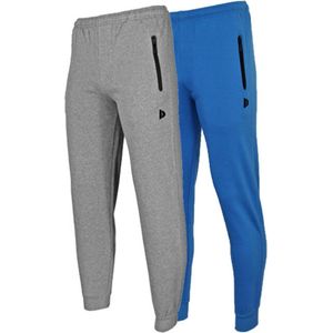 2-Pack Donnay - Joggingbroek met elastiek (Jack) - Sportbroek - Heren - Silver-marl/True blue (538)