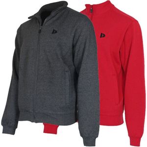 Donnay - Bryan - Sweater zonder Capuchon - Charcoal-marl/Berry Red - 2-Pack